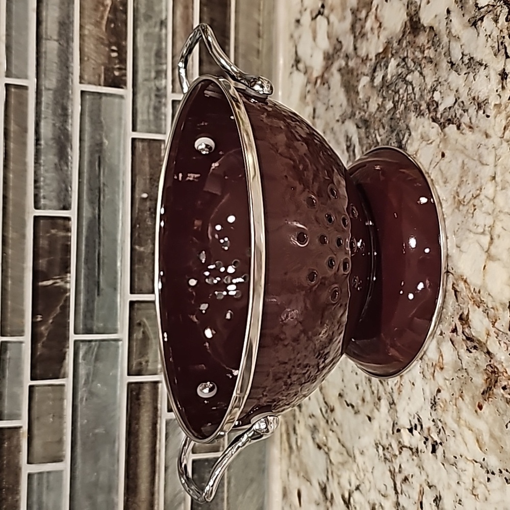 Brown enamel Metal colander 6 1/2 inches